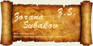 Zorana Subakov vizit kartica